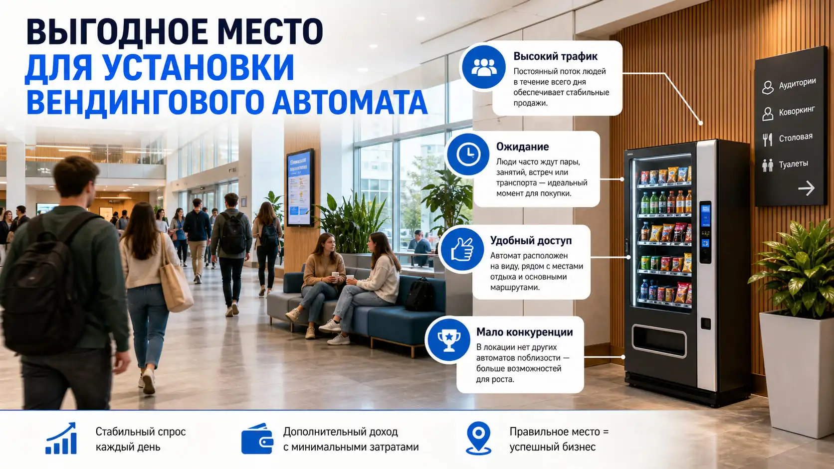Выгодное место для установки вендингового автомата Выгодное место для установки вендингового автомата