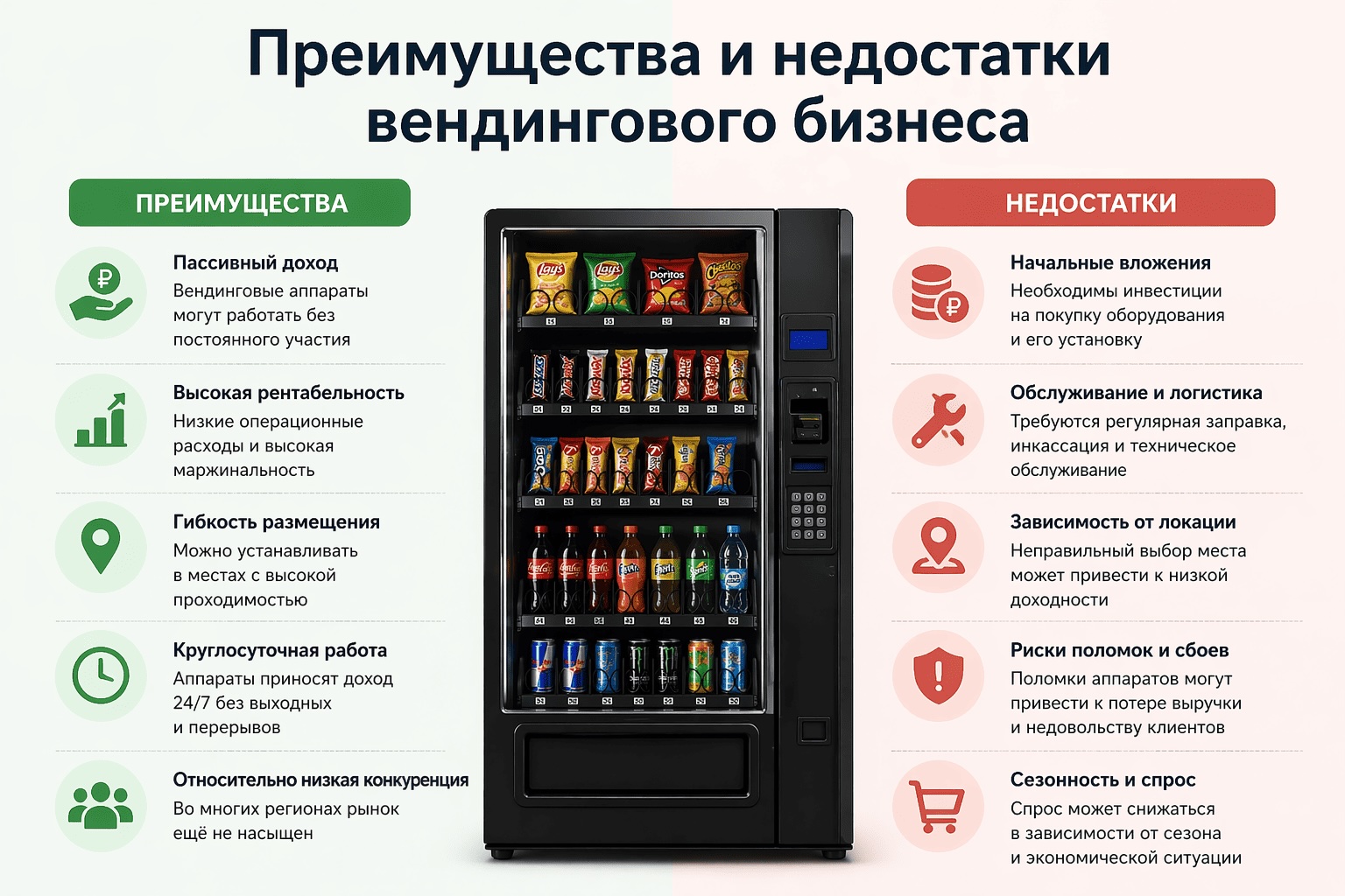 Преимущества и недостатки вендингового бизнеса