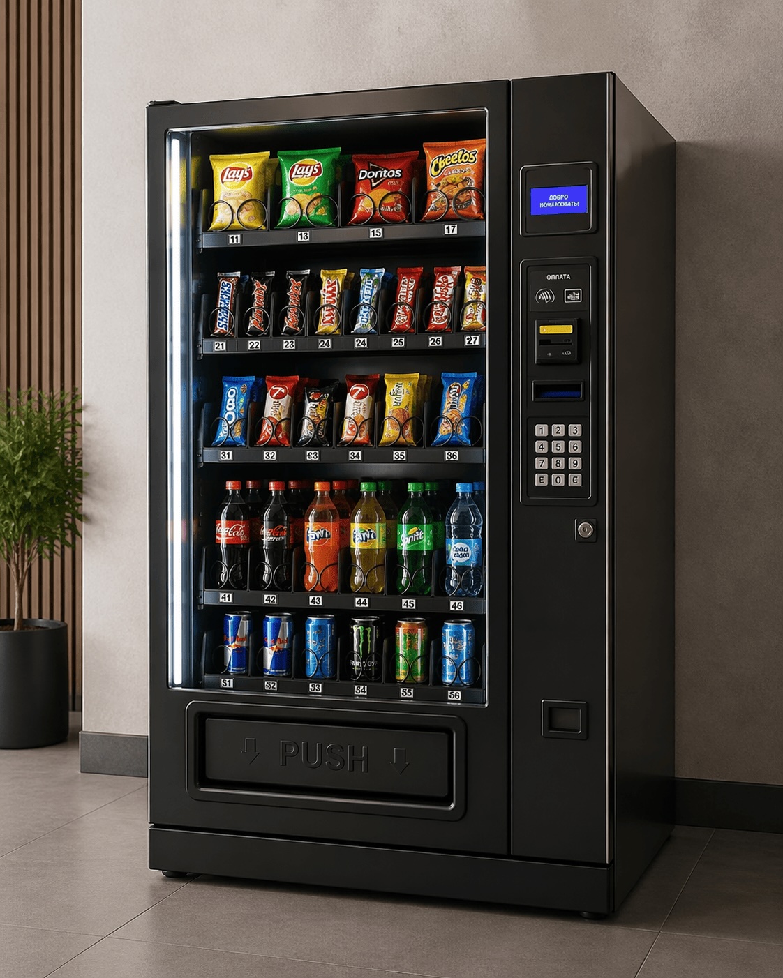 Современный вендинговый аппарат в офисе