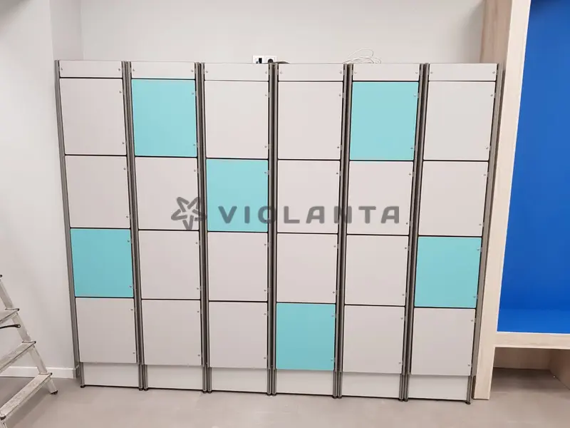 Автоматические камеры хранения из HPL пластика для школы 1